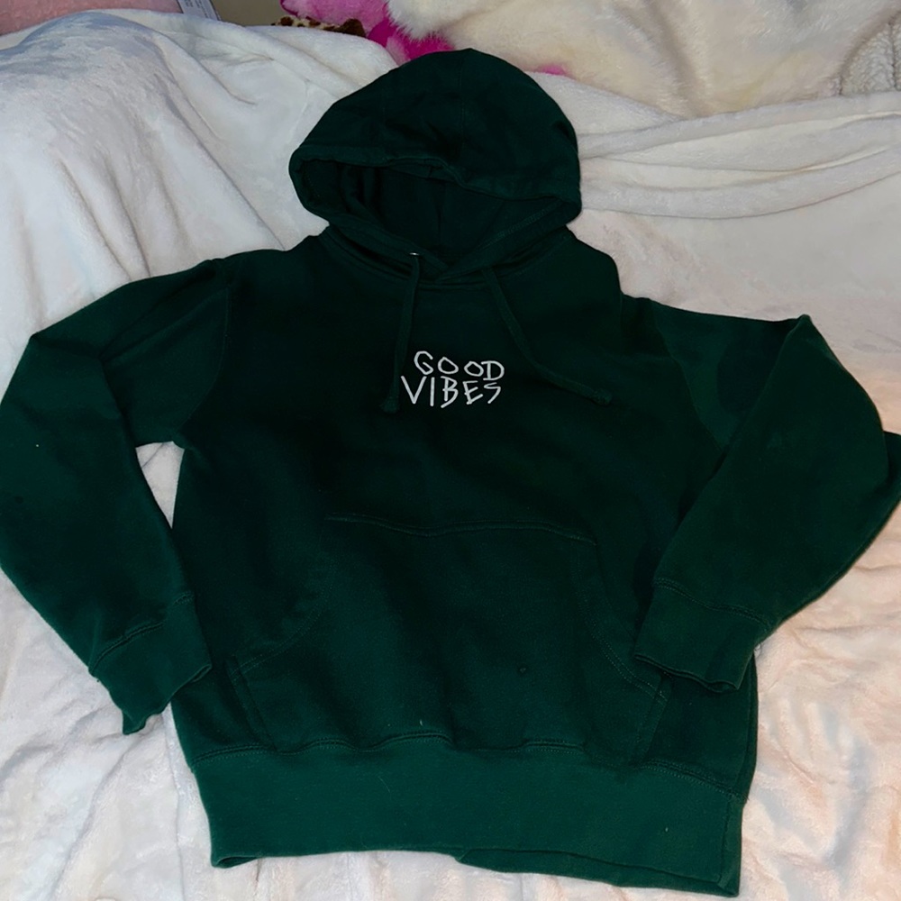 Dark Green “Good Vibes” Hoodie